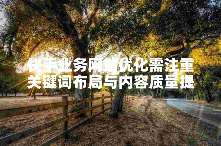 快手业务网站优化需注重关键词布局与内容质量提升。