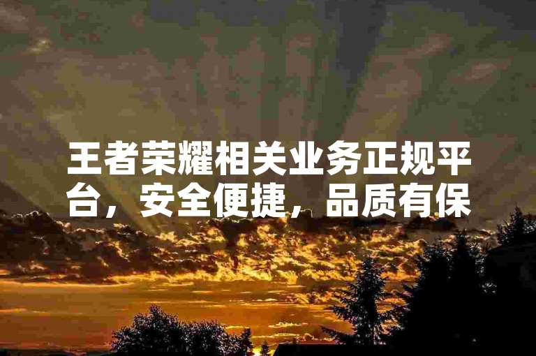 王者荣耀相关业务正规平台，安全便捷，品质有保障。