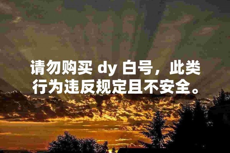 请勿购买 dy 白号，此类行为违反规定且不安全。