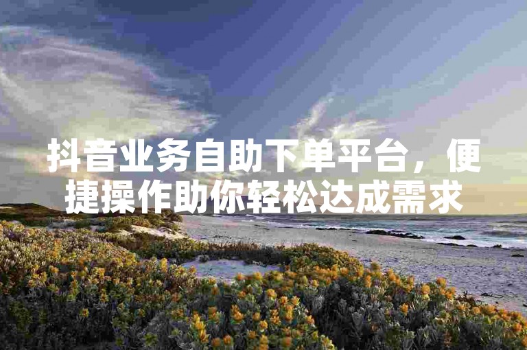 抖音业务自助下单平台，便捷操作助你轻松达成需求。