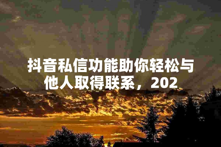 抖音私信功能助你轻松与他人取得联系，2025快来掌握！