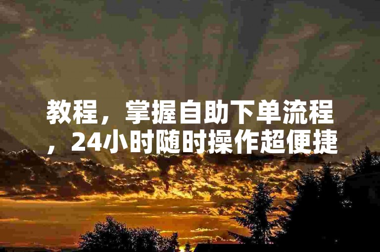 教程，掌握自助下单流程，24小时随时操作超便捷。