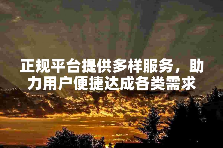 正规平台提供多样服务，助力用户便捷达成各类需求。