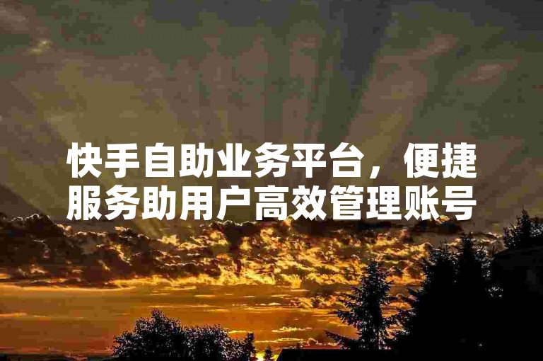 快手自助业务平台，便捷服务助用户高效管理账号事务