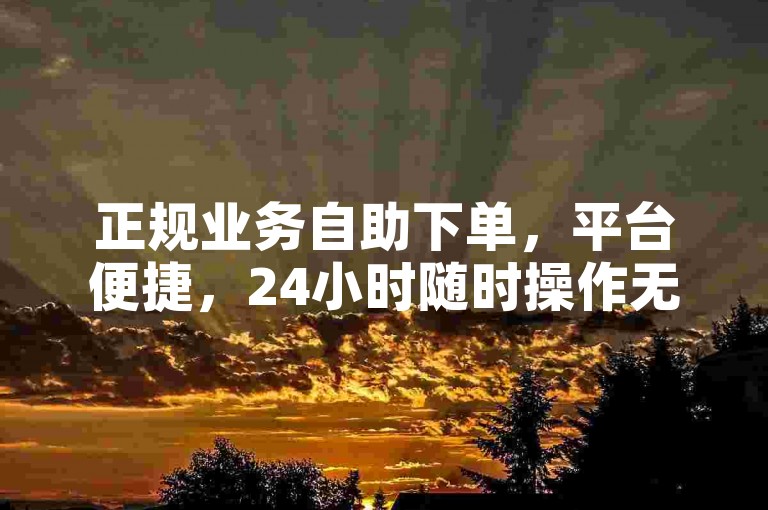 正规业务自助下单，平台便捷，24小时随时操作无负担。
