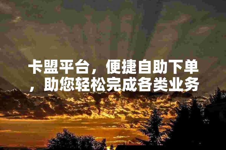卡盟平台，便捷自助下单，助您轻松完成各类业务操作。