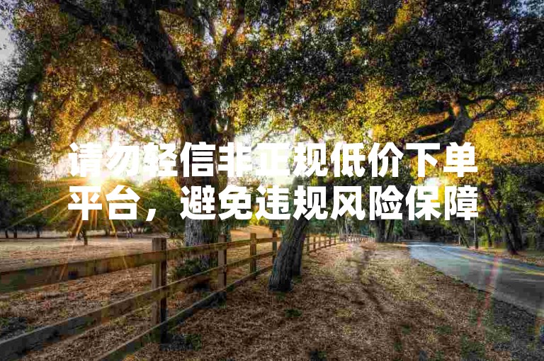请勿轻信非正规低价下单平台，避免违规风险保障自身权益。